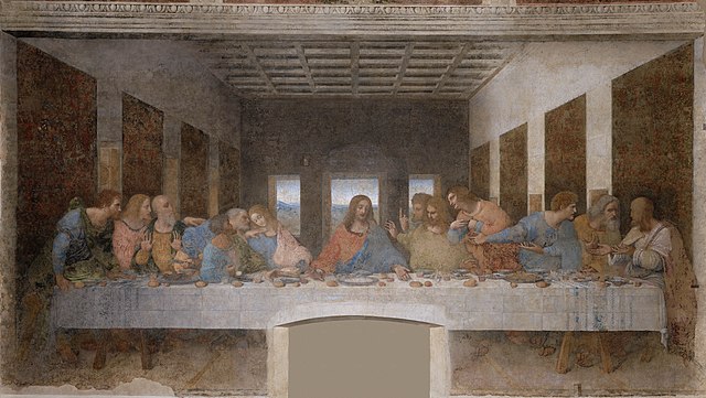 Mural of Jesus and his disciples having supper